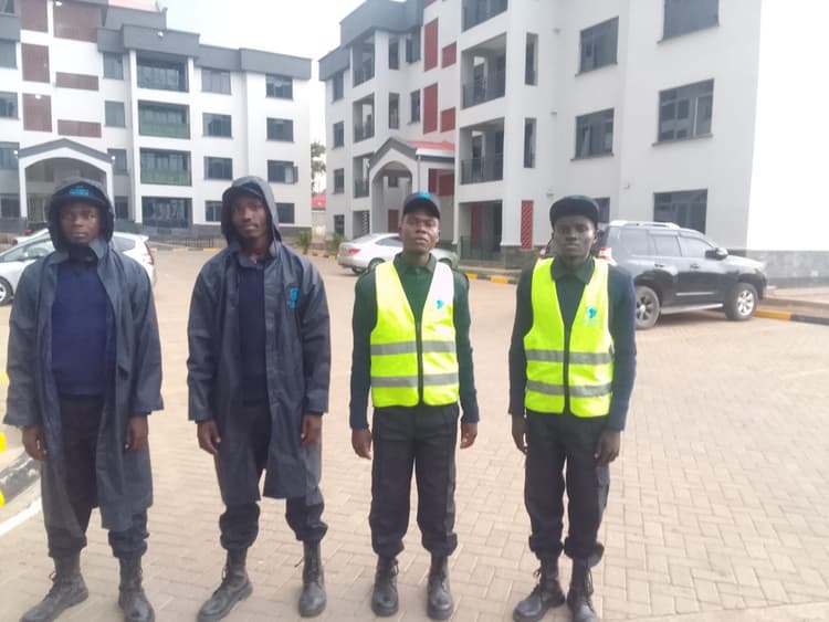 A team of four CDK Security Group guards deployed at a residential complex
